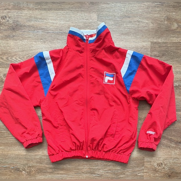 Vintage Fila x Snipes Women’s Full Zip Red Jacket Logo Pockets Size - L - Picture 1 of 12
